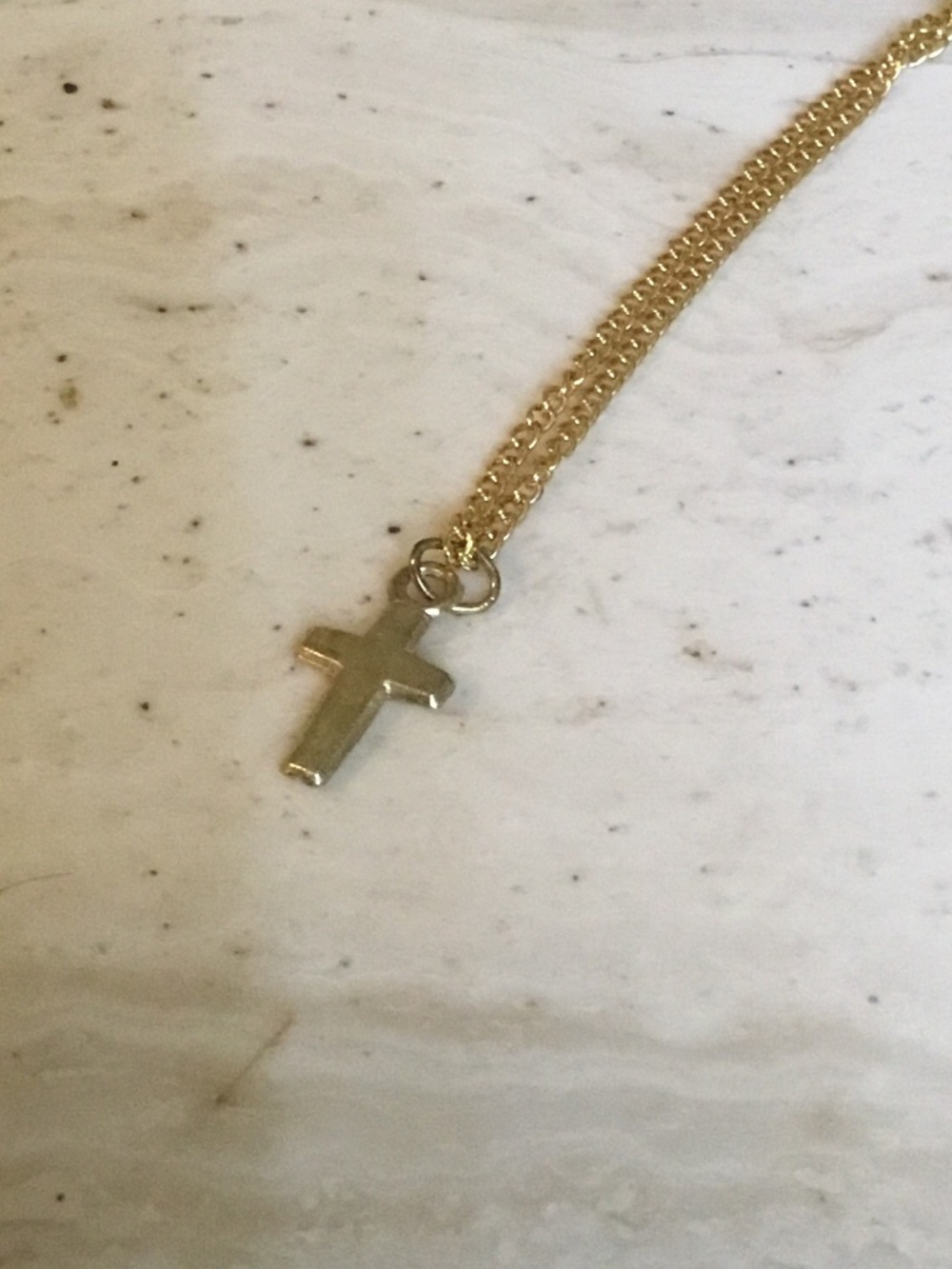 Christian Gold Tone Cross Necklace
